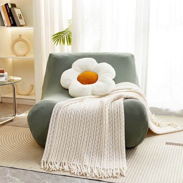 91家纺网 家纺一手货源 找家纺 丝绮鹿 2023新款爆米花懒人毛毛虫沙发套 玉米粒 青色