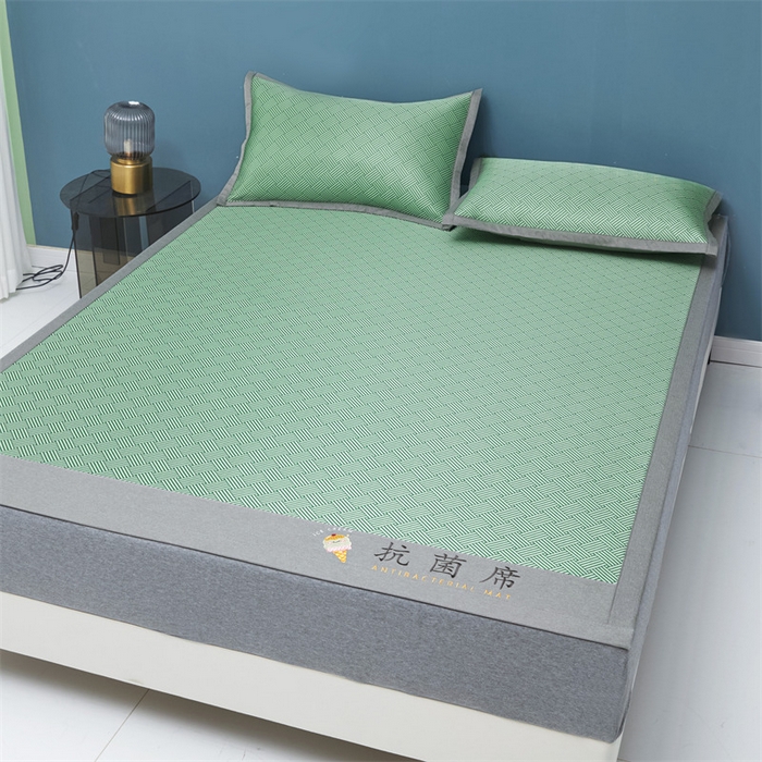 91家纺网 家纺一手货源 找家纺 鑫姿席业 2025新款抗菌冰激凌凉感丝冰丝席系列 冰激凌-水绿