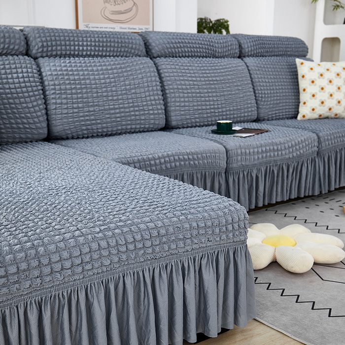 91家纺网 家纺一手货源 找家纺 丝绮鹿 2023新款爆米花坐垫套裙边款 银灰