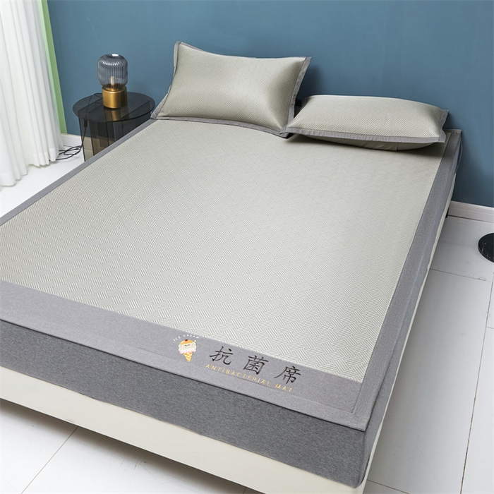 91家纺网 家纺一手货源 找家纺 鑫姿席业 2025新款抗菌冰激凌凉感丝冰丝席系列 冰激凌-浅灰