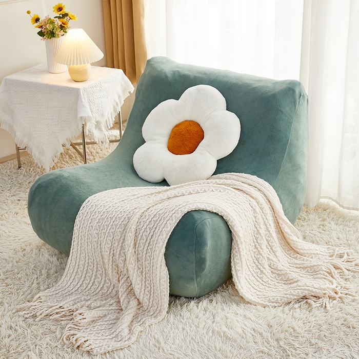 91家纺网 家纺一手货源 找家纺 丝绮鹿 2023新款懒人毛毛虫沙发套套毛绒款 青色