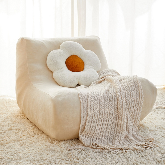 91家纺网 家纺一手货源 找家纺 丝绮鹿 2023新款懒人毛毛虫沙发套套毛绒款 米白