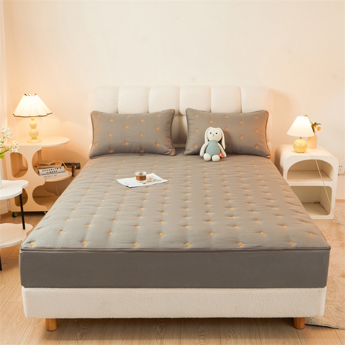 91家纺网 家纺一手货源 找家纺 （总）纤雅床笠 2024新款生姜艾草蝴蝶刺绣全包床笠