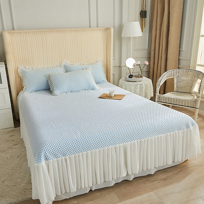 91家纺网 家纺一手货源 找家纺 鑫姿席业 2025新款抗菌3D豆豆凉感凉席经典款 天蓝色