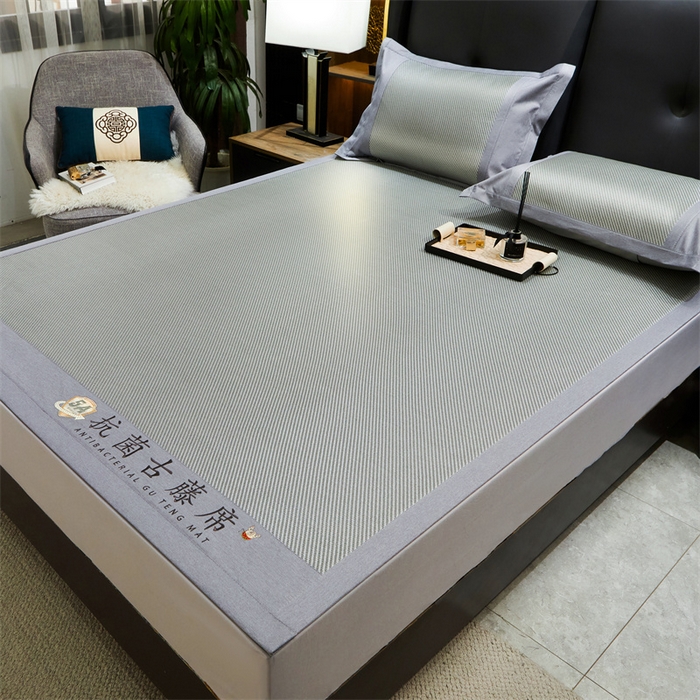 91家纺网 家纺一手货源 找家纺 鑫姿席业 2025新款抗菌古藤席床单款系列 杏仁绿