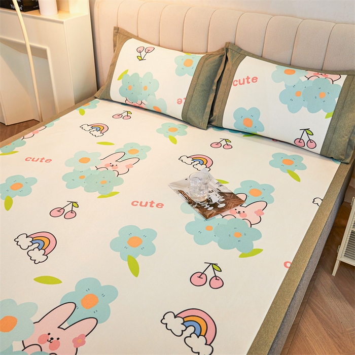 91家纺网 家纺一手货源 找家纺 鑫姿席业 2025新款A类抗菌冰藤席 花与兔子-1