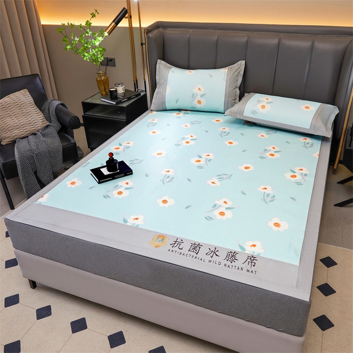 91家纺网 家纺一手货源 找家纺 鑫姿席业 2025新款A类抗菌冰藤席 小花怡人