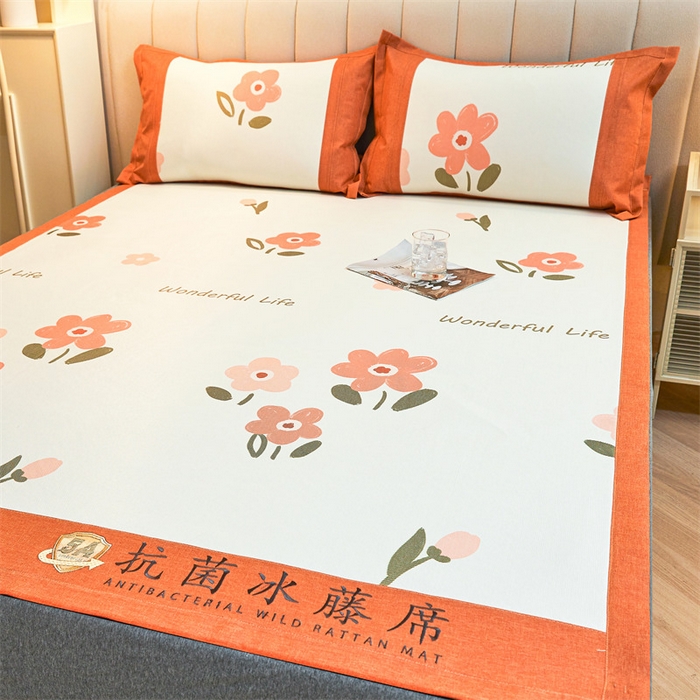 91家纺网 家纺一手货源 找家纺 鑫姿席业 2025新款A类抗菌冰藤席 花蜜悠然