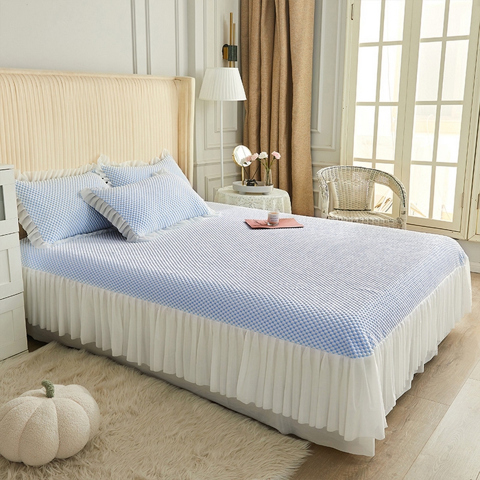 91家纺网 家纺一手货源 找家纺 鑫姿席业 2025新款抗菌3D豆豆凉感凉席经典款 天蓝色