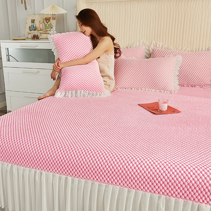 91家纺网 家纺一手货源 找家纺 鑫姿席业 2025新款抗菌3D豆豆凉感凉席经典款 粉色