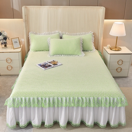 91家纺网 家纺一手货源 找家纺 （总）鑫姿席业 2025新款抗菌3D豆豆凉感凉席蕾丝款