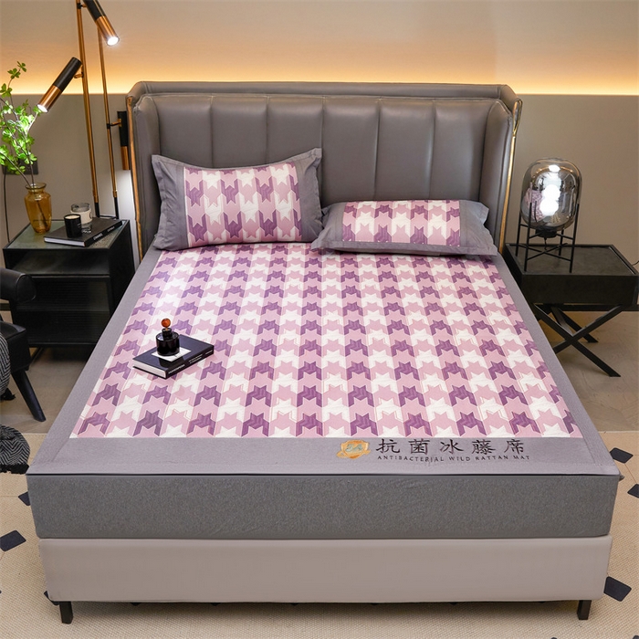 91家纺网 家纺一手货源 找家纺 鑫姿席业 2025新款A类抗菌冰藤席 歌本哈根-紫