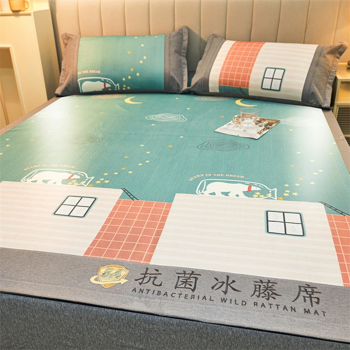 91家纺网 家纺一手货源 找家纺 鑫姿席业 2025新款A类抗菌冰藤席 乖乖熊