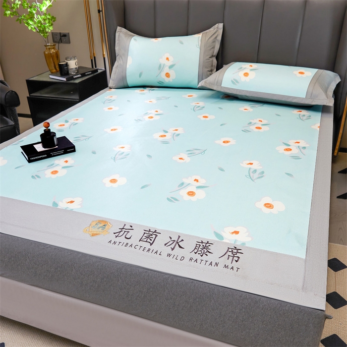 91家纺网 家纺一手货源 找家纺 鑫姿席业 2025新款A类抗菌冰藤席 小花怡人