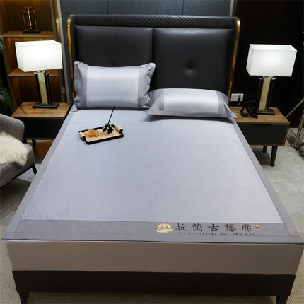 鑫姿席业 2025新款抗菌古藤席床单款系列 蓝灰