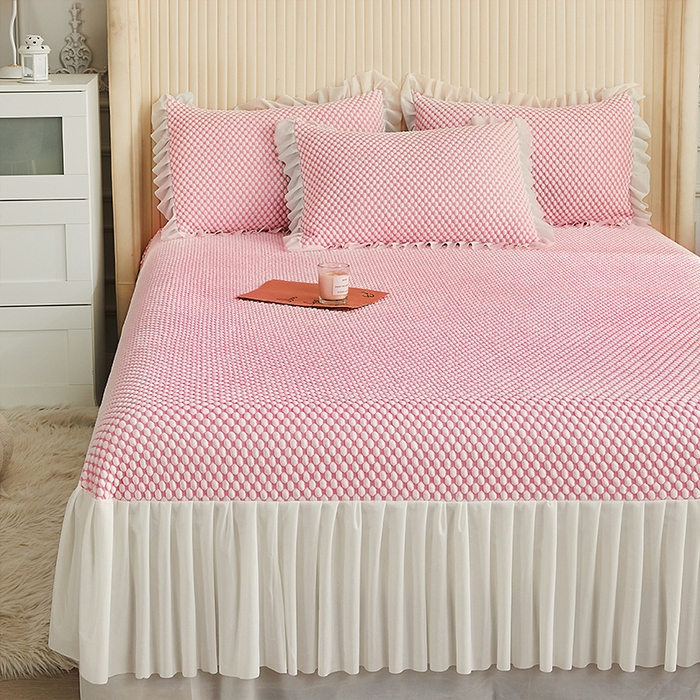 91家纺网 家纺一手货源 找家纺 鑫姿席业 2025新款抗菌3D豆豆凉感凉席经典款 粉色