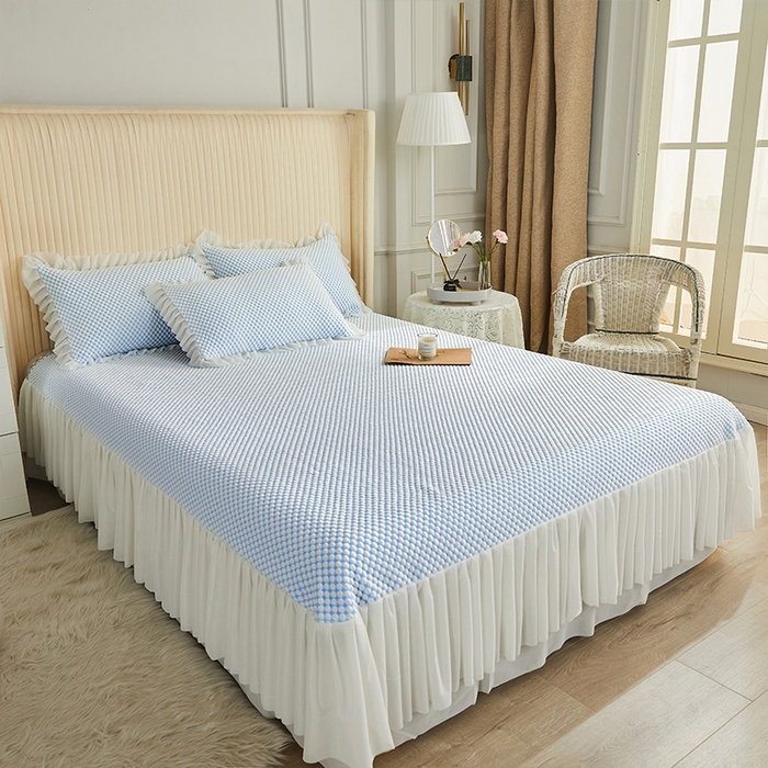 91家纺网 家纺一手货源 找家纺 鑫姿席业 2025新款抗菌3D豆豆凉感凉席经典款 天蓝色