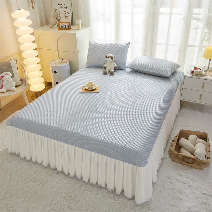 91家纺网 家纺一手货源 找家纺 鑫姿席业 2025新款A类抗菌冰豆豆凉席跑量款 天蓝 跑量款