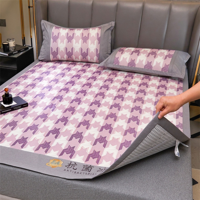 91家纺网 家纺一手货源 找家纺 鑫姿席业 2025新款A类抗菌冰藤席 歌本哈根-紫