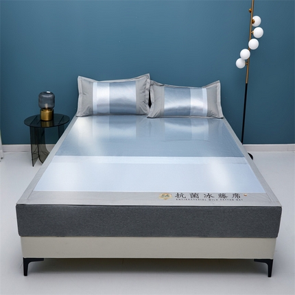 鑫姿席业 2025新款5A抗菌冰藤席（渐变）床单款系列 雾霾蓝
