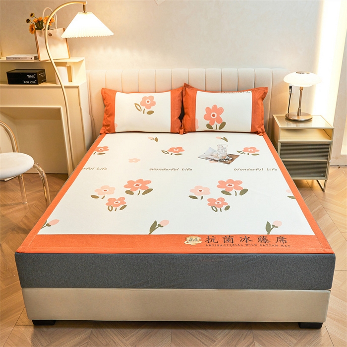 91家纺网 家纺一手货源 找家纺 鑫姿席业 2025新款A类抗菌冰藤席 花蜜悠然