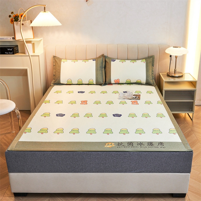 91家纺网 家纺一手货源 找家纺 鑫姿席业 2025新款A类抗菌冰藤席 小树乐园-1