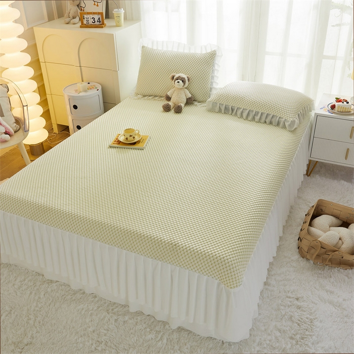 91家纺网 家纺一手货源 找家纺 鑫姿席业 2025新款抗菌3D豆豆凉感凉席经典款 浅黄 经典款