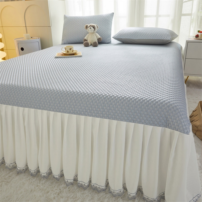 91家纺网 家纺一手货源 找家纺 鑫姿席业 2025新款A类抗菌冰豆豆凉席跑量款 天蓝 跑量款