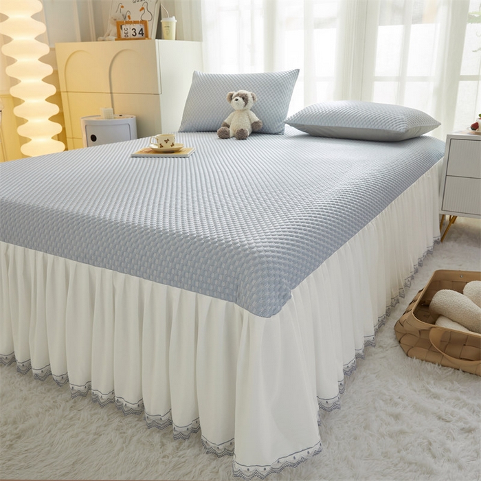 91家纺网 家纺一手货源 找家纺 鑫姿席业 2025新款A类抗菌冰豆豆凉席跑量款 天蓝 跑量款