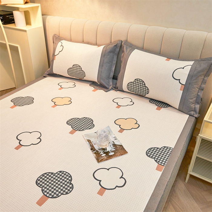 91家纺网 家纺一手货源 找家纺 鑫姿席业 2025新款A类抗菌冰藤席 千鸟格树