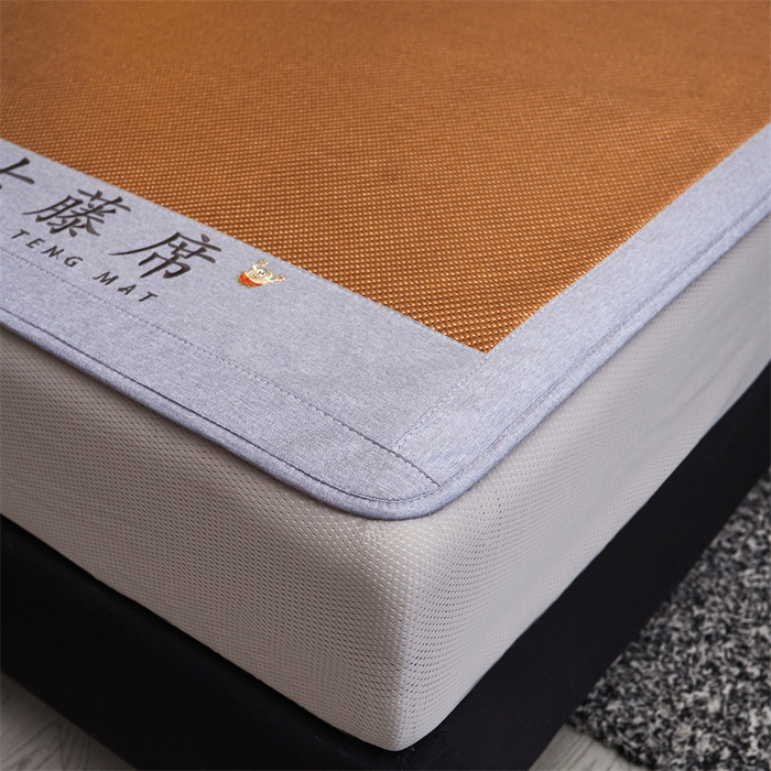 91家纺网 家纺一手货源 找家纺 鑫姿席业 2025新款抗菌古藤席床笠款系列 古韵咖(床笠款）