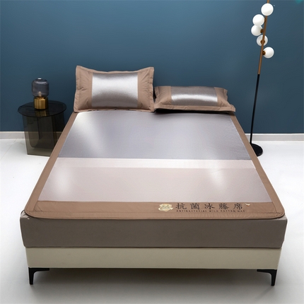 鑫姿席业 2025新款5A抗菌冰藤席（渐变）床笠款系列 秋香驼