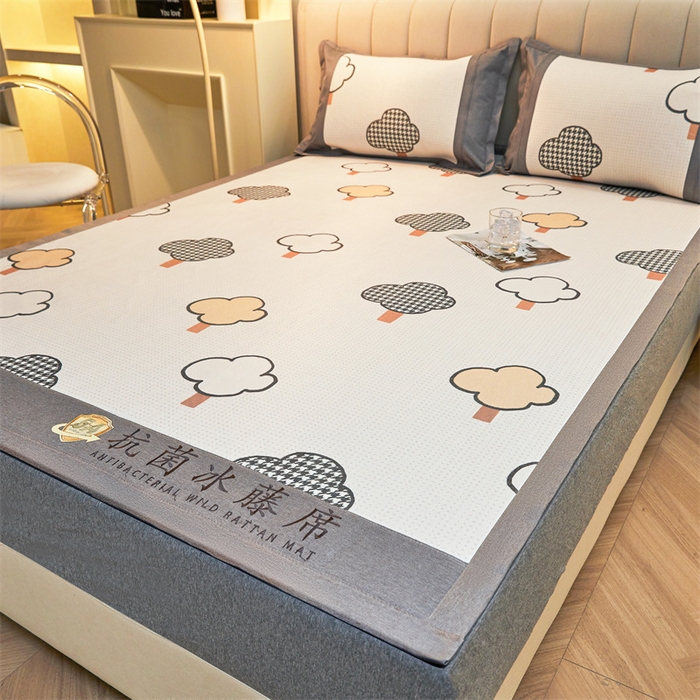 91家纺网 家纺一手货源 找家纺 鑫姿席业 2025新款A类抗菌冰藤席 千鸟格树