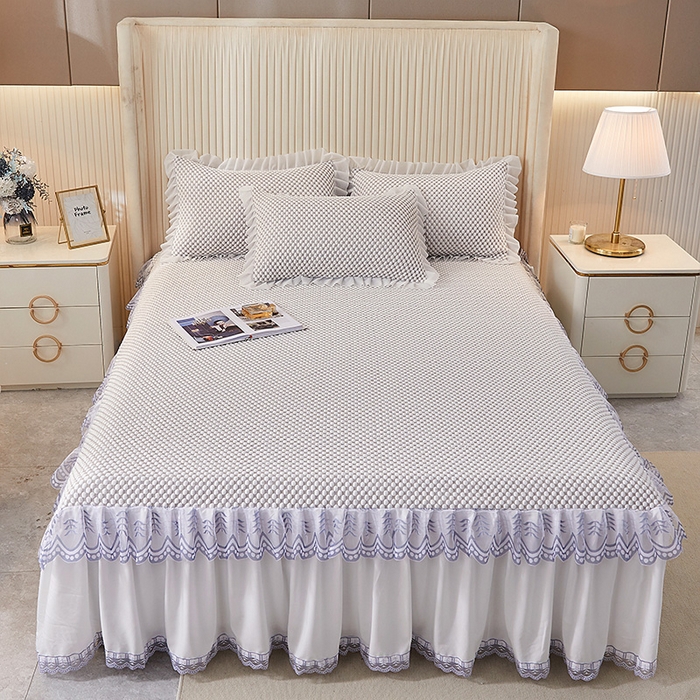 91家纺网 家纺一手货源 找家纺 鑫姿席业 2025新款抗菌3D豆豆凉感凉席蕾丝款 驼色