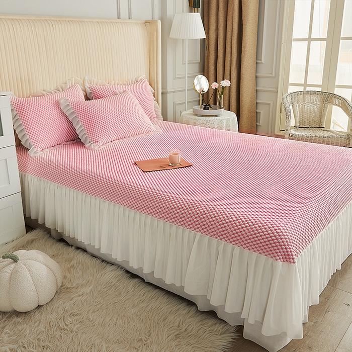 91家纺网 家纺一手货源 找家纺 鑫姿席业 2025新款抗菌3D豆豆凉感凉席经典款 粉色