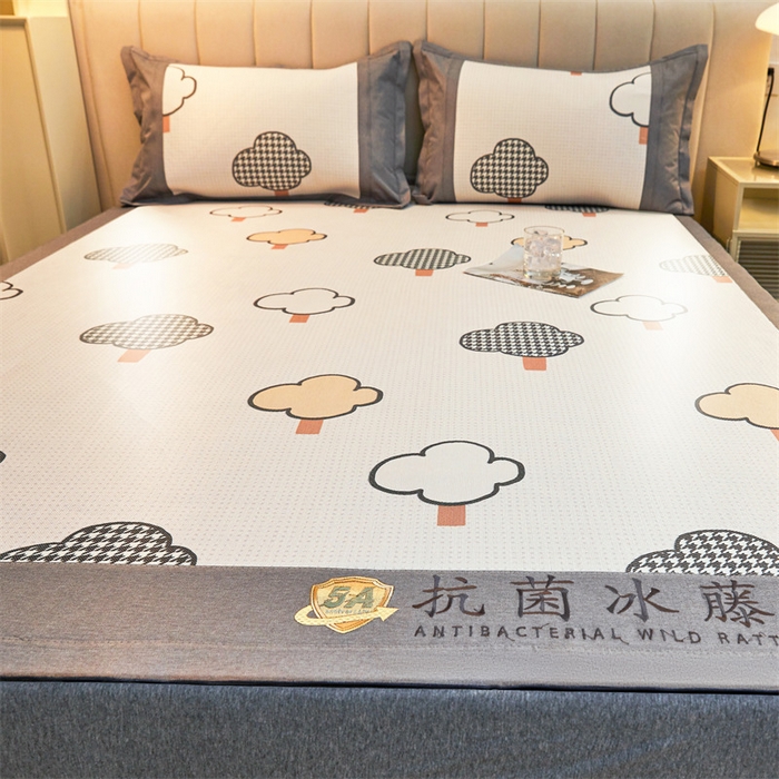 91家纺网 家纺一手货源 找家纺 鑫姿席业 2025新款A类抗菌冰藤席 千鸟格树