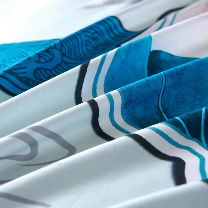 91家纺网 家纺一手货源 找家纺 安力森/诚臻酒店用品 2023新款全棉60贡缎喷气数码印花酒店宾馆民宿四件套 荷花韵