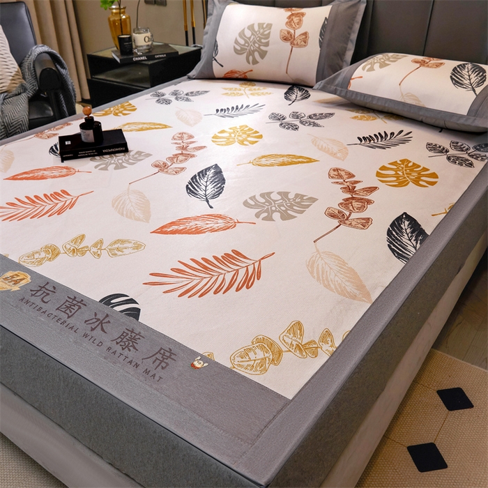 91家纺网 家纺一手货源 找家纺 鑫姿席业 2025新款A类抗菌冰藤席 叶夜语