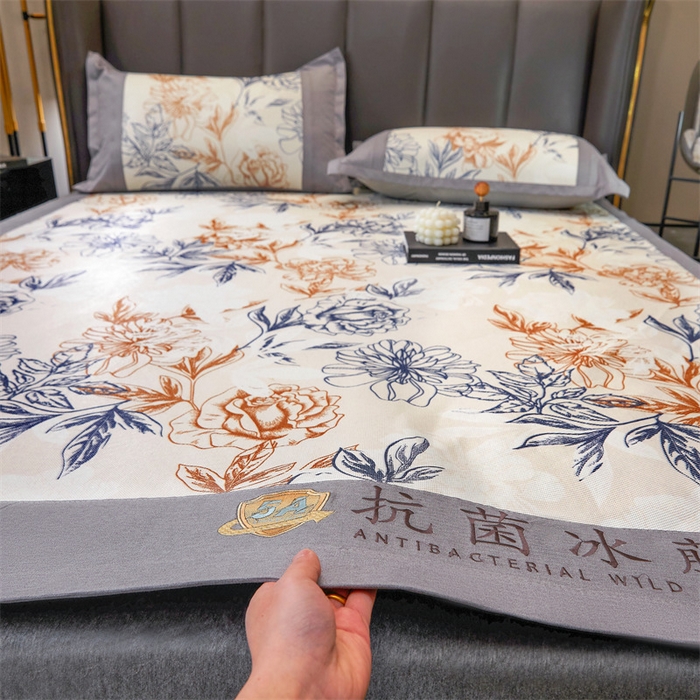 91家纺网 家纺一手货源 找家纺 鑫姿席业 2025新款A类抗菌冰藤席 水墨花