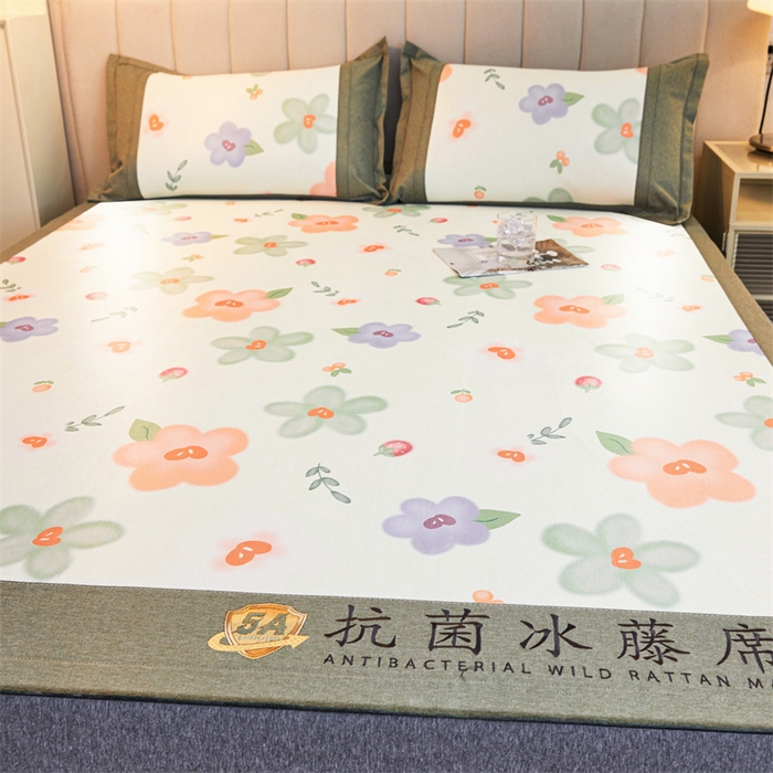 91家纺网 家纺一手货源 找家纺 鑫姿席业 2025新款A类抗菌冰藤席 花季-1