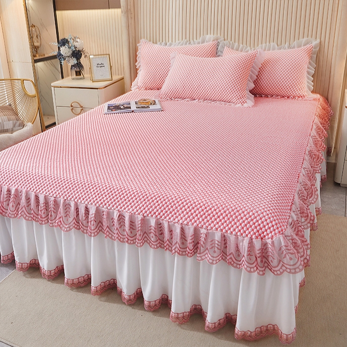 91家纺网 家纺一手货源 找家纺 （总）鑫姿席业 2025新款抗菌3D豆豆凉感凉席蕾丝款