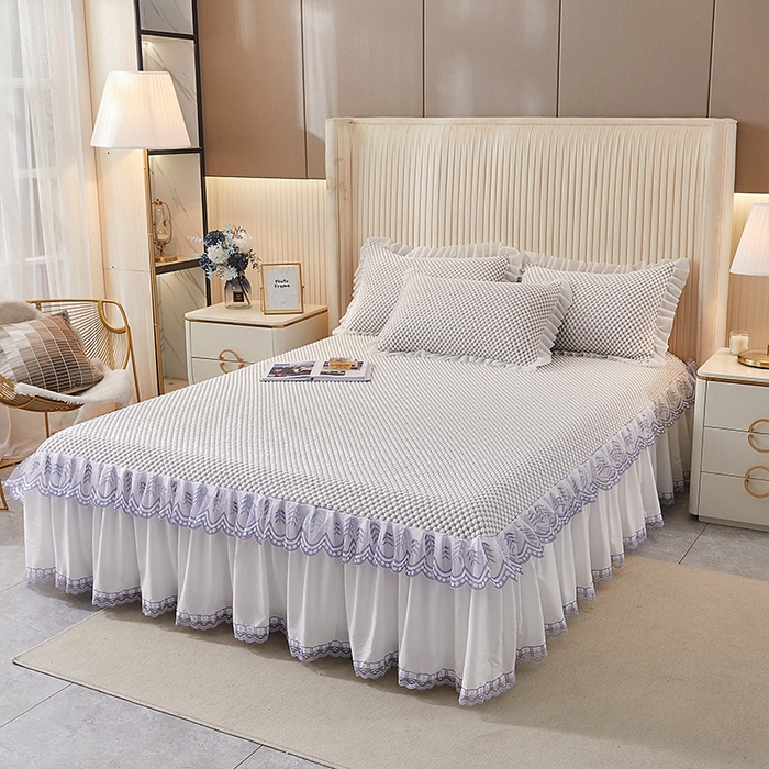 91家纺网 家纺一手货源 找家纺 鑫姿席业 2025新款抗菌3D豆豆凉感凉席蕾丝款 驼色