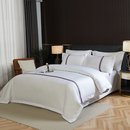 91家纺网 家纺一手货源 找家纺 （总）安力森/诚臻酒店用品酒店用品 2023新款复古条拼接四件套