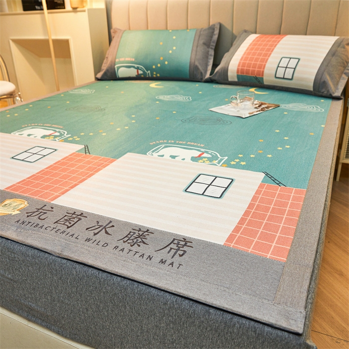 91家纺网 家纺一手货源 找家纺 鑫姿席业 2025新款A类抗菌冰藤席 乖乖熊