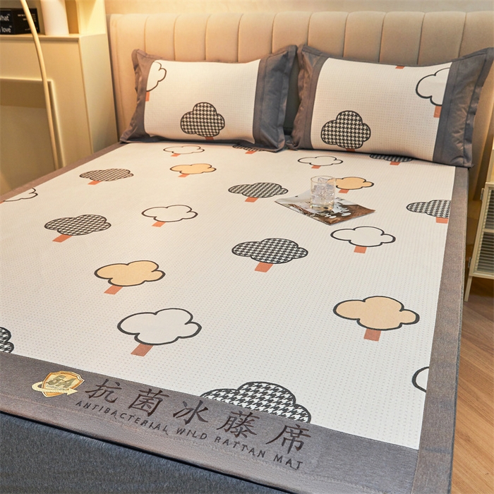 91家纺网 家纺一手货源 找家纺 鑫姿席业 2025新款A类抗菌冰藤席 千鸟格树