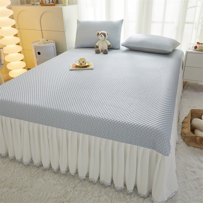 91家纺网 家纺一手货源 找家纺 鑫姿席业 2025新款A类抗菌冰豆豆凉席跑量款 天蓝 跑量款