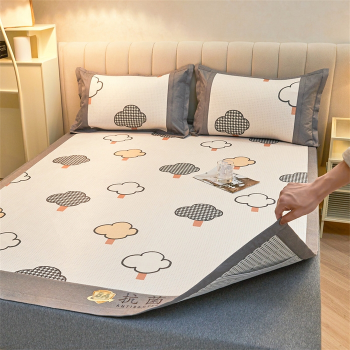 91家纺网 家纺一手货源 找家纺 鑫姿席业 2025新款A类抗菌冰藤席 千鸟格树