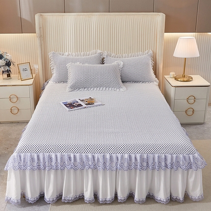 91家纺网 家纺一手货源 找家纺 （总）鑫姿席业 2025新款抗菌3D豆豆凉感凉席蕾丝款