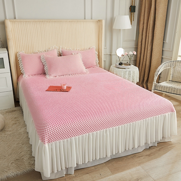 91家纺网 家纺一手货源 找家纺 鑫姿席业 2025新款抗菌3D豆豆凉感凉席经典款 粉色