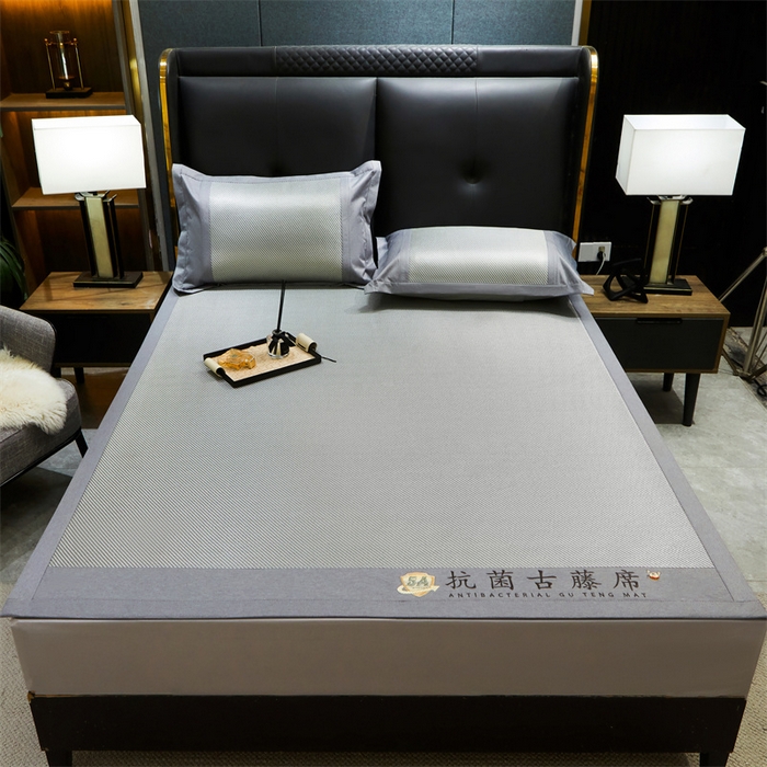 91家纺网 家纺一手货源 找家纺 鑫姿席业 2025新款抗菌古藤席床单款系列 杏仁绿